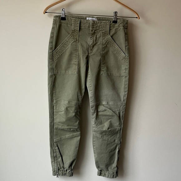 Frame Denim Pants - FRAME Cropped Moto Jogger Jeans in Washed Army Women’s Size 26 GUC